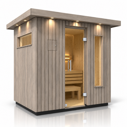 C2 Weathered Grey Outdoor Sauna